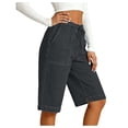 thumbnail image 4 of YTCAMLO Womens Denim Shorts Casual Vintage Elastic High Waisted Bermuda Shorts with Pockets Wide Leg Jeans Knee Length Jorts, 4 of 7