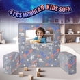 thumbnail image 2 of Kids Couch, 4Pcs Toddler Sofa Bed, Playroom Furniture for Girls & Boys, Modular Sectional Sofa with Removable Cover, Dark Grey, 2 of 7
