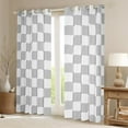 thumbnail image 2 of Manfei White Gray Plaid Curtains for Living Room,Geometric Geometry Blackout Curtains Set of 2 (52x84),Modern Abstract Desgin Curtains and Drapes (52x84),Super Cozy Bedroom Decor, 2 of 6