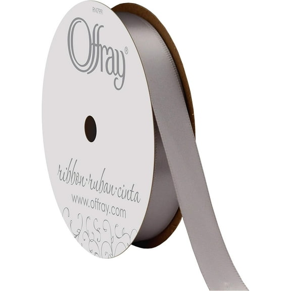 Berwick-Offray Double Faced Satin Ribbon #5 (7/8") 20 Yards, Silver