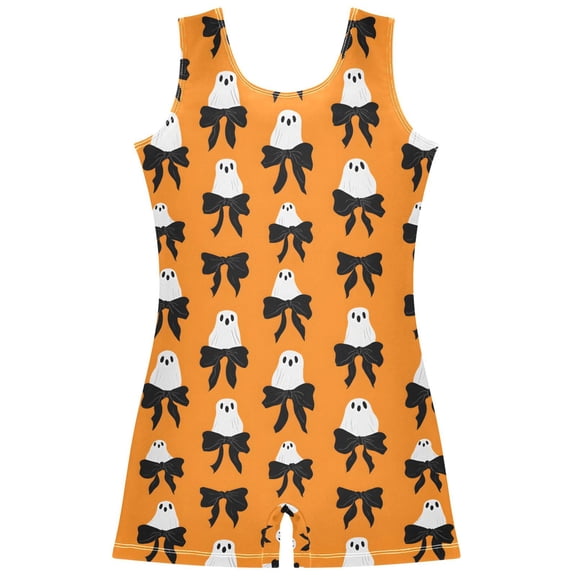joogoo Ghosts Bows Pattern Girls Leotards Gymnastics Tumbling Outfit Biketard Unitard 5-6Years