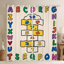 Manfei Colorful Abc Alphabet Black Out Curtains,26 Letters Curtains Pack of 2 (42x63 Each),Number Game Bedroom Curtains For Girls Boys,Super Cozy Room Decor