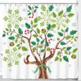 thumbnail image 1 of Whimsical Christmas Shower Curtain with Holly Tree & Candy Canes - Festive Winter Decor, 1 of 5