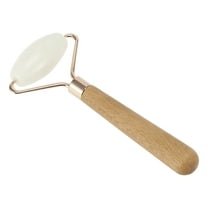 Unique Bargains 1 Pc Women's Portable Facial Roller for Beauty Parlor Vacation Bathing White Wood Pole Jade