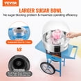 thumbnail image 2 of VEVOR Máquina electrica para hacer algodón de azúcar con carrito, 1000 W, comercial, con tapa, recipiente de acero inoxidable, cuchara para azúcar y cajón, perfecta para el hogar, color azul, 2 of 9