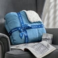 thumbnail image 4 of Sherpa Fleece Blanket Twin Size Washed Blue - Thick and Warm, Soft Fuzzy Blanket, 60x80 Inches, 4 of 6