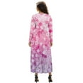 thumbnail image 2 of FKELYI Womens Fall Maxi Dress V-Neck Long Sleeve Casual Dress with Pocket Gradient Pink Cherry Flower Print A-Line Flowy Tiered Dresses for Spring Winter, L, 2 of 6