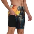 thumbnail image 2 of Naloa Sunset Meditating Bichon Frise Print Men Swim Trunks with Compression Liner ,Board Shorts,Men's Swim Shorts with Drawstring and Elastic Waistband-X-Large, 2 of 6