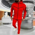thumbnail image 2 of guisaled Mens Sweatsuit 2 Pieces Set Casual Jogging Athletic Hooded Tracksuit Full Zip Color Blocks Long Sleeve Jogging Outfits Sales, 2 of 5