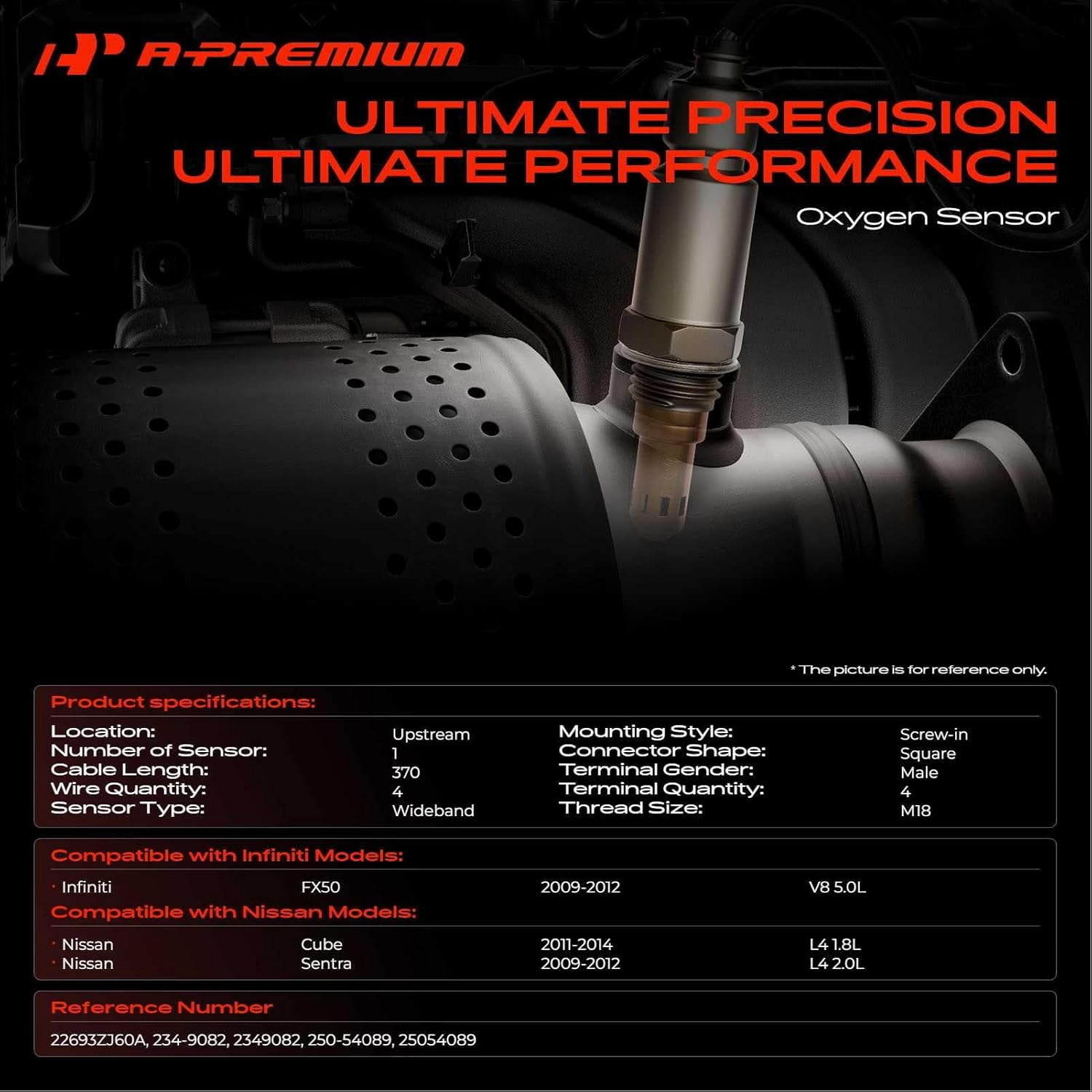 A-Premium O2 Oxygen Sensor Compatible with Nissan Sentra 2009-2012 Cube 2011-2014 FX50 2009-2012 Upstream