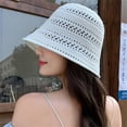 thumbnail image 4 of QASIEATN Women's Popular Bucket Hats Women Foldable Sun Hats Mesh Woven Bucket Hat Portable Summer Hats for Traveling Sunbathing Fall Fashion Accessories, 4 of 5