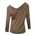 thumbnail image 7 of IROINNID Clearance Womens Long Sleeve Tops Sexy Solid Slim Fit Off Shoulder Pullover Blouse Tops,Khaki, 7 of 7