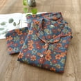 thumbnail image 3 of Pijama vintage de crepe teñido en hilo de algodón puro para mujer, estilo étnico, hilo de algodón de doble capa, primavera y otoño, fino, de mediana edad y mayores, 3 of 6