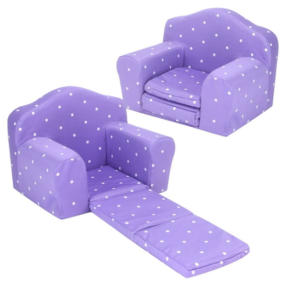 Sophia's 18" 2-in-1 Purple with White Polka Dots Pull-Out Convertible Sleeper Chair