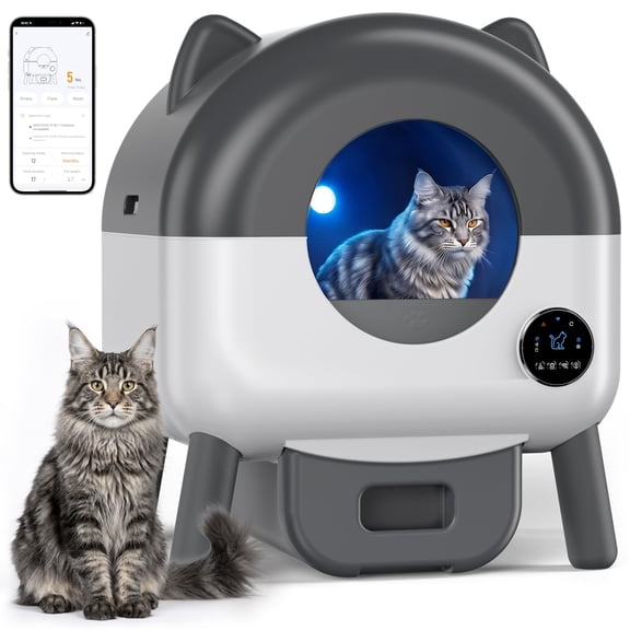 Automatic Self Cleaning Cat Litter Box, 72L Large Capacity for Multiple Cat | App Controlled, Odor Control, Infrared Safety Sensors, Quiet Operation, LED Ambient Lighting,with Garbage Bags,Aroma Box