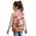 thumbnail image 2 of Xixirimido Pink Pig Floral Pattern Boys Girls Full Zip Fleece Vest Sleeveless Stand Collar Outwear Warm Jacket with Pockets for 7-8Y, 2 of 6