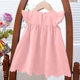 thumbnail image 6 of CYRBOKO Toddler Girls Dresses with Ruffle, Summer Cotton A-line Casual Kids Dresses Pink Size 2-3 T, 6 of 6