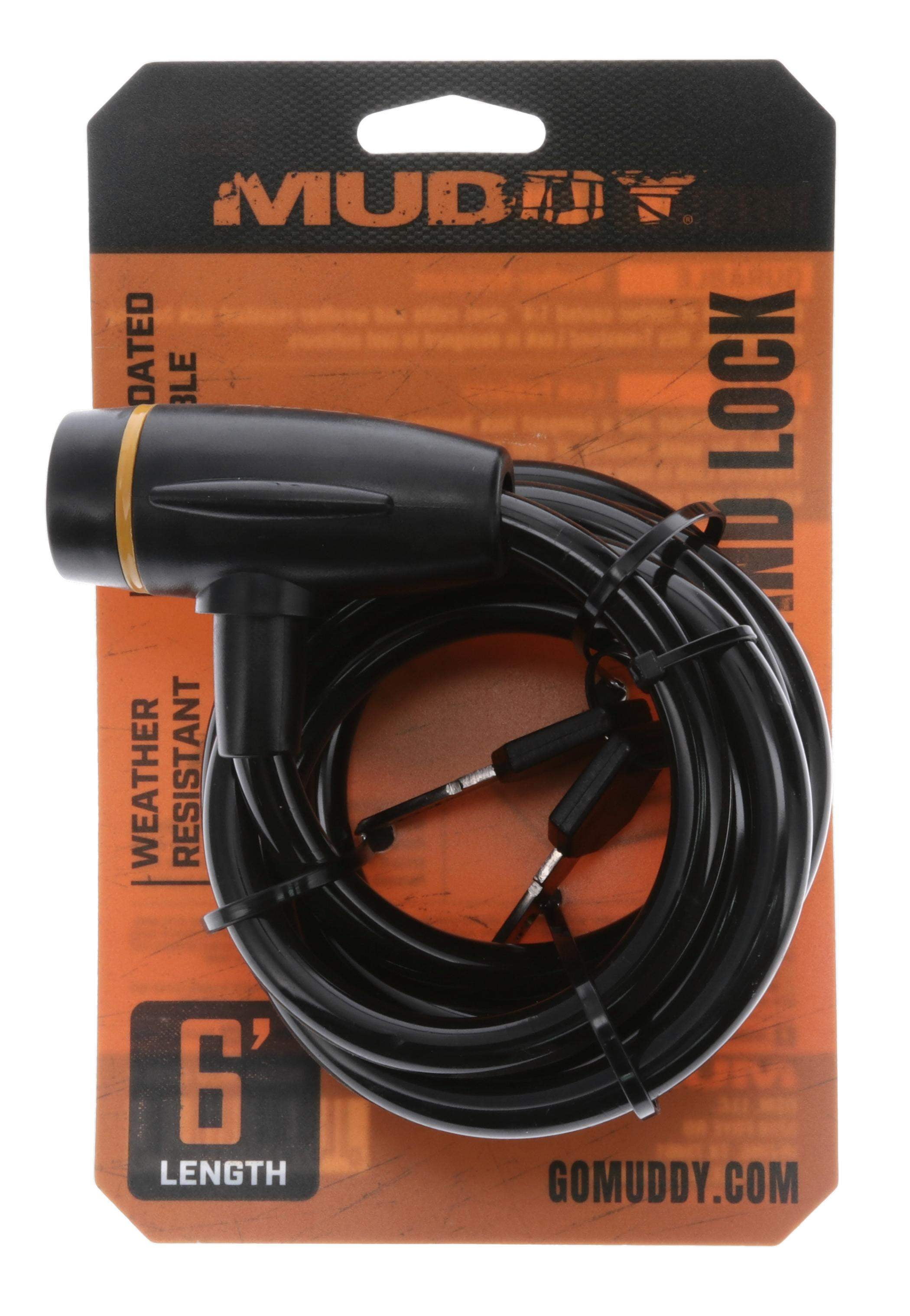 (3 pack) Muddy Treestand Cable Lock, 6' Long, 1/4'' rubber-coated cable