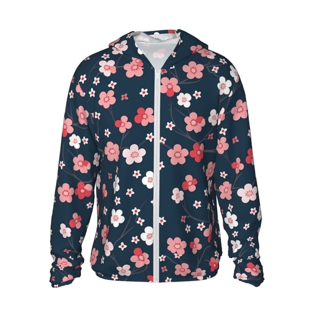Balery Cherry Blossoms Sudadera ligera de manga larga con capucha y protección solar UPF 50+ para hombre y mujer, ideal para pesca y running-XX-Large