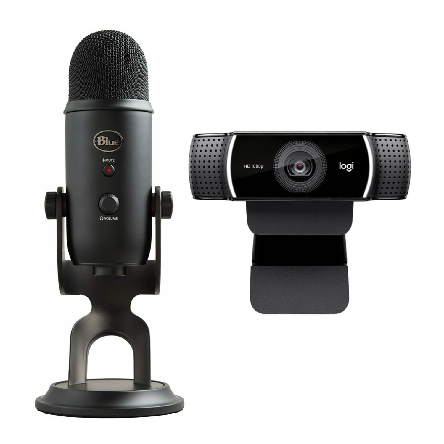 Blue Microphones Yeti Blackout Microphone with Logitech C922 Pro Stream Webcam Walmart.com