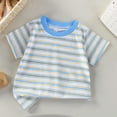 thumbnail image 2 of zbxnLI Toddler Boys T Shirts Striped Printed Short Sleeve Cotton Shirts Soft Crew Neck Causal Summer Tops, 2 of 3