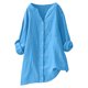 thumbnail image 3 of Chaqueta deportiva,Blusa tipo túnica de lino con cuello en V para mujer, manga larga, corte holgado y bolsillo, 100 % poliéster, ideal para uso informal en casa, sopatenor, 3 of 9