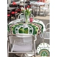 thumbnail image 5 of Round Outdoor Tablecloth With Umbrella Hole And Zipper– St. Patrick's Day Waterproof Patio Table Cover for Party, Picnic, Backyard, 60" Dia. , Green Shamrocks Rainbows White, 5 of 8