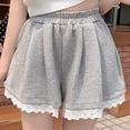 thumbnail image 3 of REALiKUN Women's Summer Casual Shorts, Lace Trim Wide Leg Pleated Loose Shorts with Elastic Waist - Soft & Comfy, 3 of 4