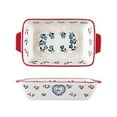 thumbnail image 1 of Hand-Painted Flower Ceramic Baking Pan Rectangular Double-Handled Baked Rice Steak Baking, 1 of 9
