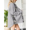 thumbnail image 4 of Womens Waffle Knit Plaid Shacket Boyfriend Button Down Shirt Jacket Loose Long Sleeve Tops, 4 of 4