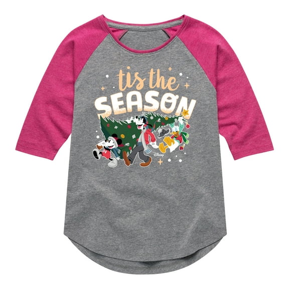 Disney - Tis The Season - Toddler & Youth Girls Raglan Graphic T-Shirt
