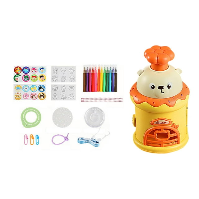 Máquina para hacer botones, juego de prensa perforadora de insignias DIY, suministros creativos portátiles para niños, regalos DIY, máquina para hacer Amarillo