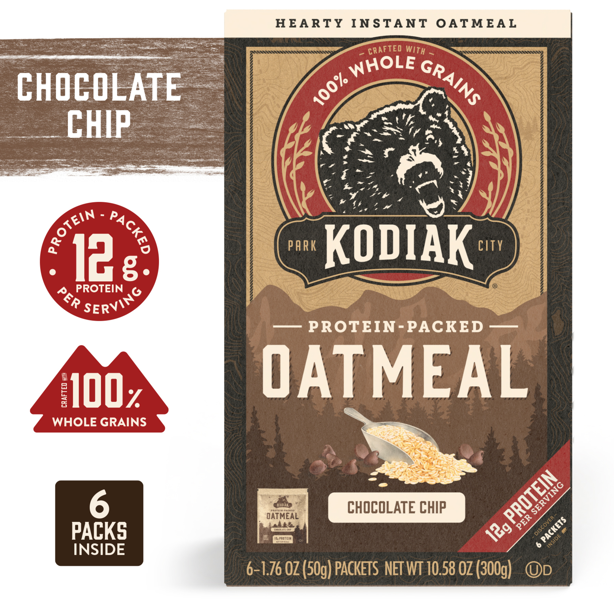 Kodiak Protein-Packed Chocolate Chip Instant Oatmeal, 1.76 oz, 6 Packets - image 2 of 9