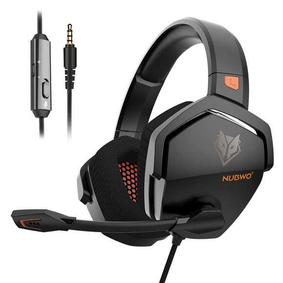 NUBWO N16 Gaming Headset Noise Canceling Mic,Stereo Sound Wired Headphone for PS5, PS4, for Xbox One, Switch, PC,Gamer Headset (Orange)