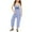 Light Blue, variant on WERYOUNG Child Girls Summer Print V-Neck Sleeveless Romper Loose Fit Casual Jumpsuit With Pockets For Kids Juniors Lightweight And Comfortable Stylish