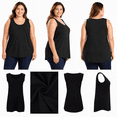thumbnail image 2 of Afelkas Women's Plus Size Tank Tops Scoop Neck Sleeveless Stretch Tunic Shirts Wide Strap Basic Casual Undershirt for Everyday Wear Black,L, 2 of 7