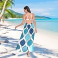 thumbnail image 7 of FORMRS Womens Long Sarong Beach Wrap Semi-Sheer Bikini Skirt Bathing Swimsuit Cover Up, Blue Geometric Pattern, 7 of 7