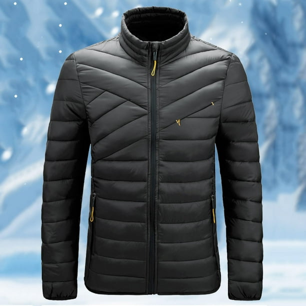 Ceisia Men's Winter Warm Stand Collar Zipper Cardigan with Pockets Windproof Water Gift Repellent Lightweight Puffer Jacket