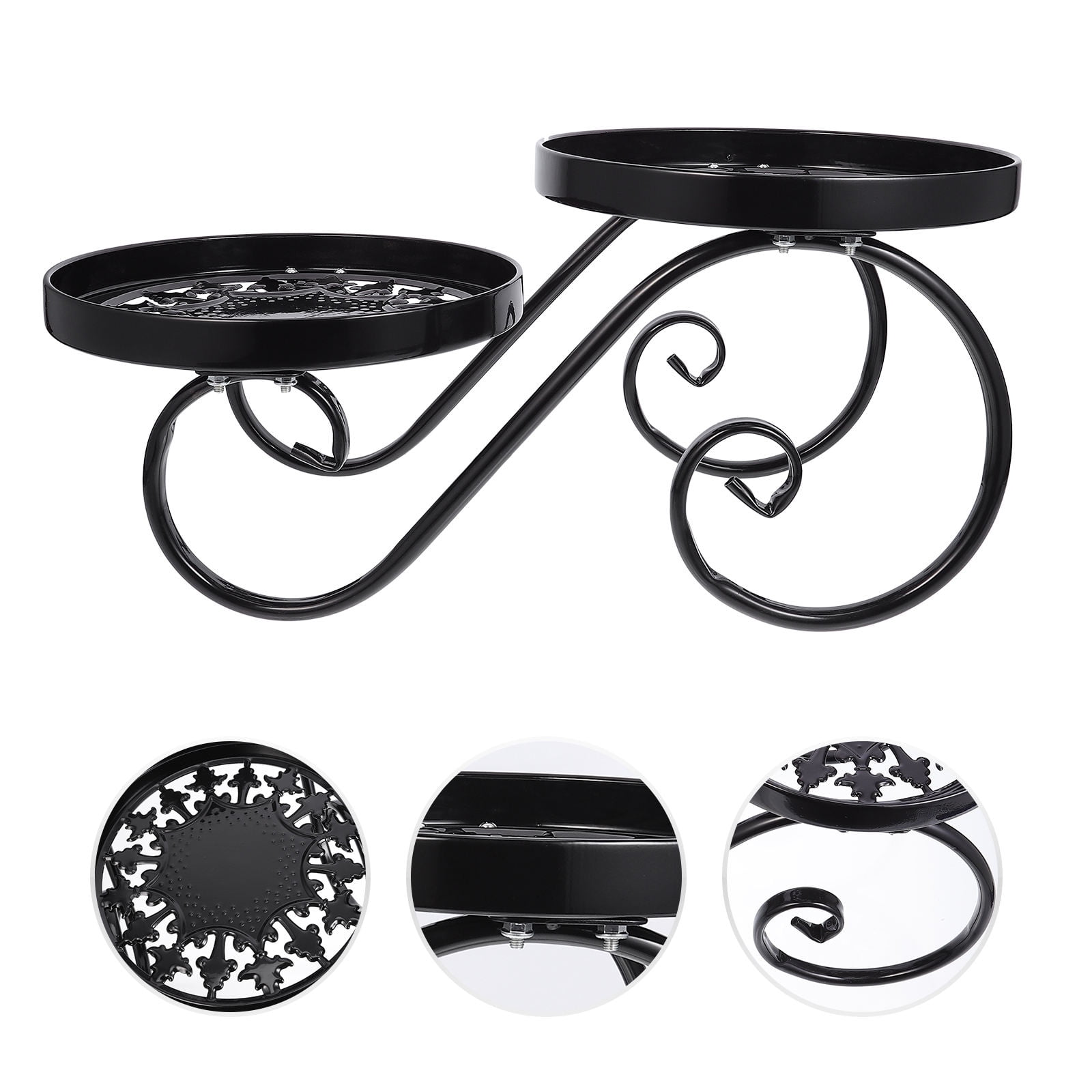 DINHEAROM 1Pc Black Flower Rack Balcony Plant Holder Space Saving Storage Solution