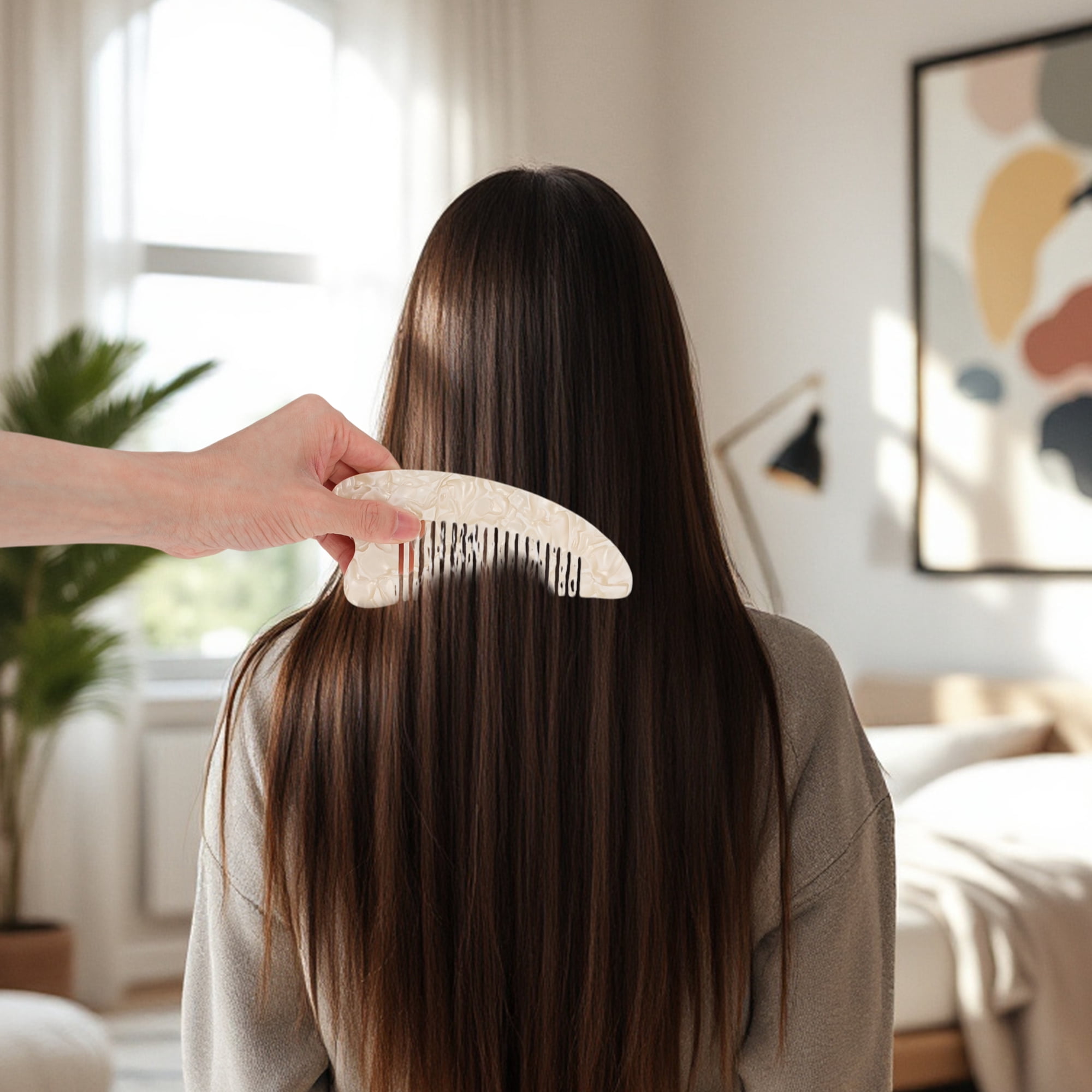 Unique Bargains 1 Pc Anti Static Hair Comb Designed for All Hair Types Styles Beige