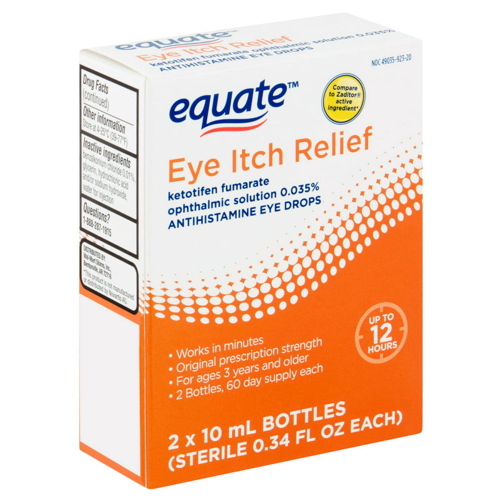 Equate Antihistamine Eye Drops Eye Itch Relief, 0.34 fl oz, 2 Ct