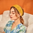 thumbnail image 5 of Women's Boho Crochet Knit Hair Band Vintage Head Wrap Hair Bandanas Head Kerchief Yellow One-Size, 5 of 6