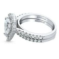 thumbnail image 3 of BERRICLE Sterling Silver Halo Wedding Engagement Rings Pear Cut Cubic Zirconia CZ Ring Set for Women, Rhodium Plated Size 4, 3 of 13