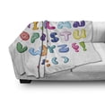 thumbnail image 3 of Letters Soft Flannel Fleece Throw Blanket, Bubble Shaped 3D Style Alphabet Set Colorful Kids Children Design Comic Typeset, Cozy Plush for Indoor and Outdoor Use, 50" x 60", Multicolor, by Ambesonne, 3 of 6