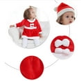 thumbnail image 4 of FYDUU Kids Santa Claus Clothes Suit For Boys Christmas Children's 4 Pcs Santa Outfit Velvet Tops + Pants + Hat + Belt Xmas Outfits Holiday Party Dress L, 4 of 7