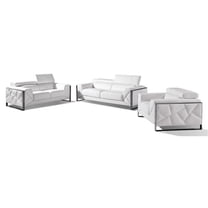 Titan Furnishings Modern Genuine Italian Leather Upholstered Sofa Set in White