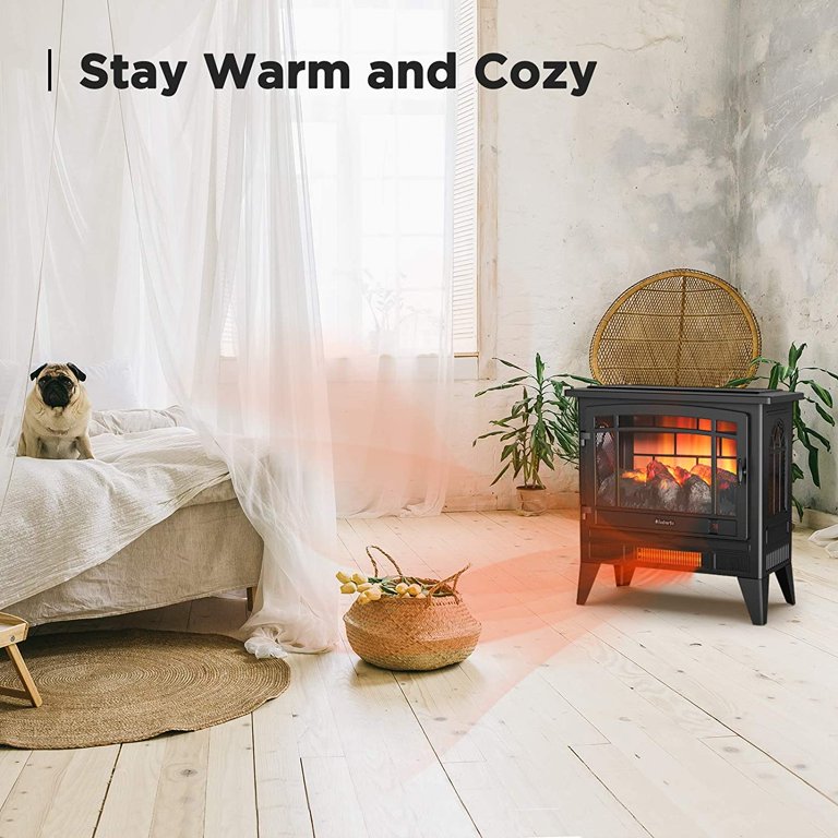 TURBRO Suburbs TS25 Electric Fireplace Infrared Heater - Freestanding,  Adjustable Flame Effects, Overheating Protection, Timer, Remote Control -  25 1400W Black - Walmart.com
