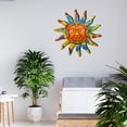 thumbnail image 4 of Decoración de pared de metal con cara de sol para interiores y exteriores, estrella de la luna del sol, decoración de pared para colgar en metal y vidrio, para exteriores, sala de estar, dor, 4 of 5