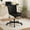 Black, variant on Solfway Armless Desk Chair, White Leather Office Desk Chairs with Wheels, Mid Back and Lumbar Support for Computer Home Small Space Vanity Makeup