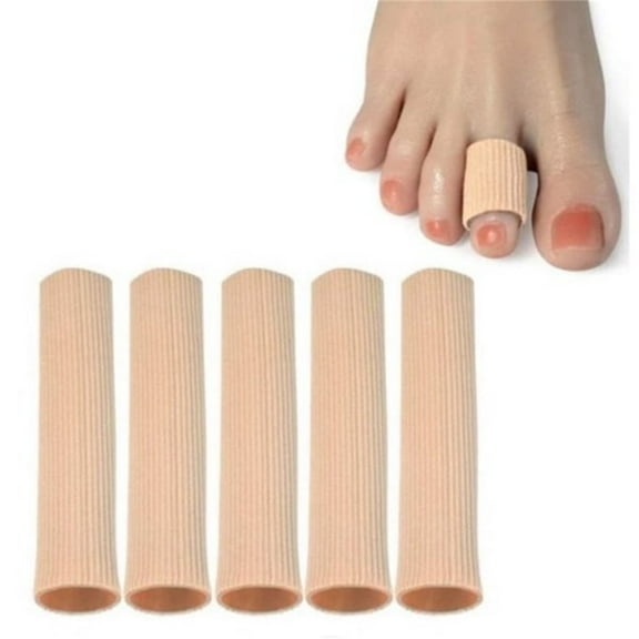 Casewin Toe Tubes Sleeves Protectors Cushions Fabric & Gel Lining Finger Toe Separator Tubing for Bunion, Hammer Toe, Callus, Corn, Blister (5 Pack, Size 15*2.5cm)